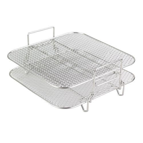 Stainless Steel Air fryer Pot Double Layer Rack Versatile Sq