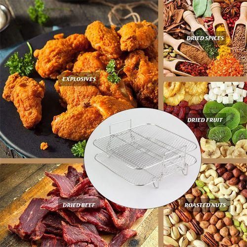 Stainless Steel Air fryer Pot Double Layer Rack Versatile Sq