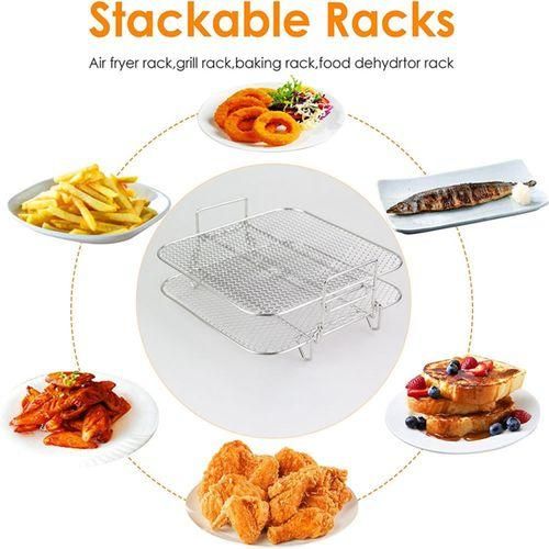 Stainless Steel Air fryer Pot Double Layer Rack Versatile Sq