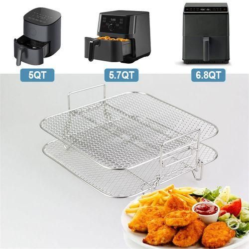 Stainless Steel Air fryer Pot Double Layer Rack Versatile Sq