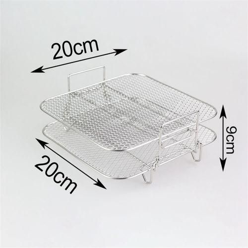 Stainless Steel Air fryer Pot Double Layer Rack Versatile Sq