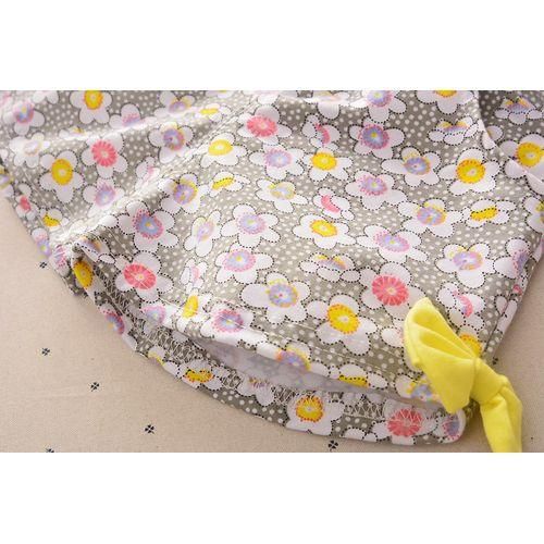Girls Windmill Flying Sleeve  Short Cotton Suit  Yellow