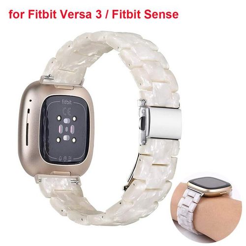 Resin White Wristband For Fitbit Versa 3 4 Band/ Fitbit Sense 2 Watchband Women Men Lightweight Bracelet Strap With Metal Buckle