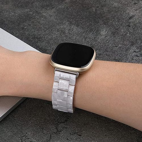 Resin White Wristband For Fitbit Versa 3 4 Band/ Fitbit Sense 2 Watchband Women Men Lightweight Bracelet Strap With Metal Buckle