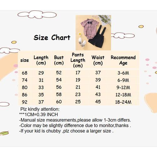 Newborn Baby Boy Set Checks Short Sleeve Shirt Suspender Shorts 2PCS Outfit