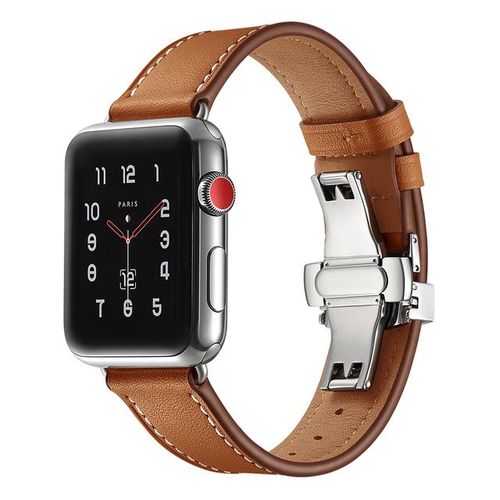 Genuine Loop Band For Watch 38-44mm Iwatch Series 6 Se 5 4 3 2 Bracelet Butterfly Clasp Strap Belt Fran-21bd