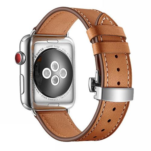 Genuine Loop Band For Watch 38-44mm Iwatch Series 6 Se 5 4 3 2 Bracelet Butterfly Clasp Strap Belt Fran-21bd