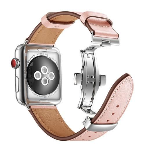Genuine Loop Band For Watch 38-44mm Iwatch Series 6 Se 5 4 3 2 Bracelet Butterfly Clasp Strap Belt Fran-21bd