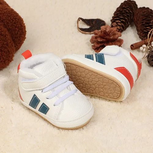 Baby Plush High Top Sneakers Shoes Baby Boys Soft Rubber Sole Anti Slip Walking Shoes
