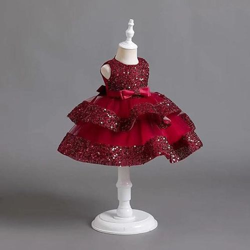 Girls' Tulle Flower Princess Wedding Sleeveless Dress for Toddler and Baby Girl Gown