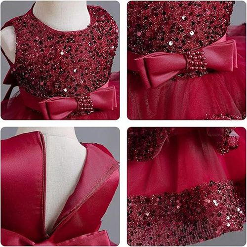 Girls' Tulle Flower Princess Wedding Sleeveless Dress for Toddler and Baby Girl Gown
